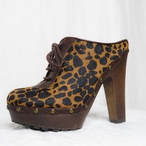 Sam Edelman Animal Print Lace Up Ankle Booties / Heels | Y2K